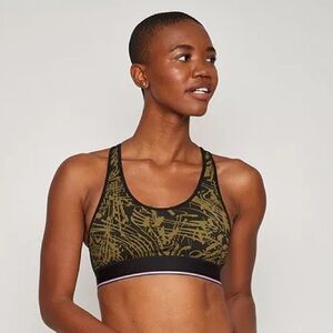 Fourlaps Circuit Sports Bra Avocado Tuxedo Topo Swirl Size S